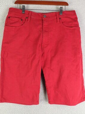 Levis 569 Shorts Mens 34 Red Denim Heavyweight Colorful Retro
